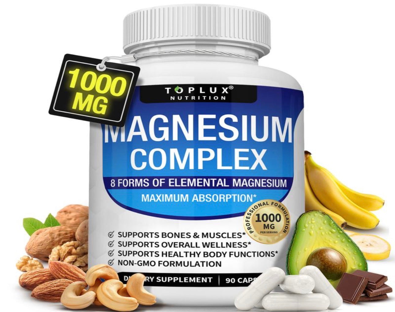 Toplux Magnesium Complex 8 Essential Magnesium Supplement 1000mg